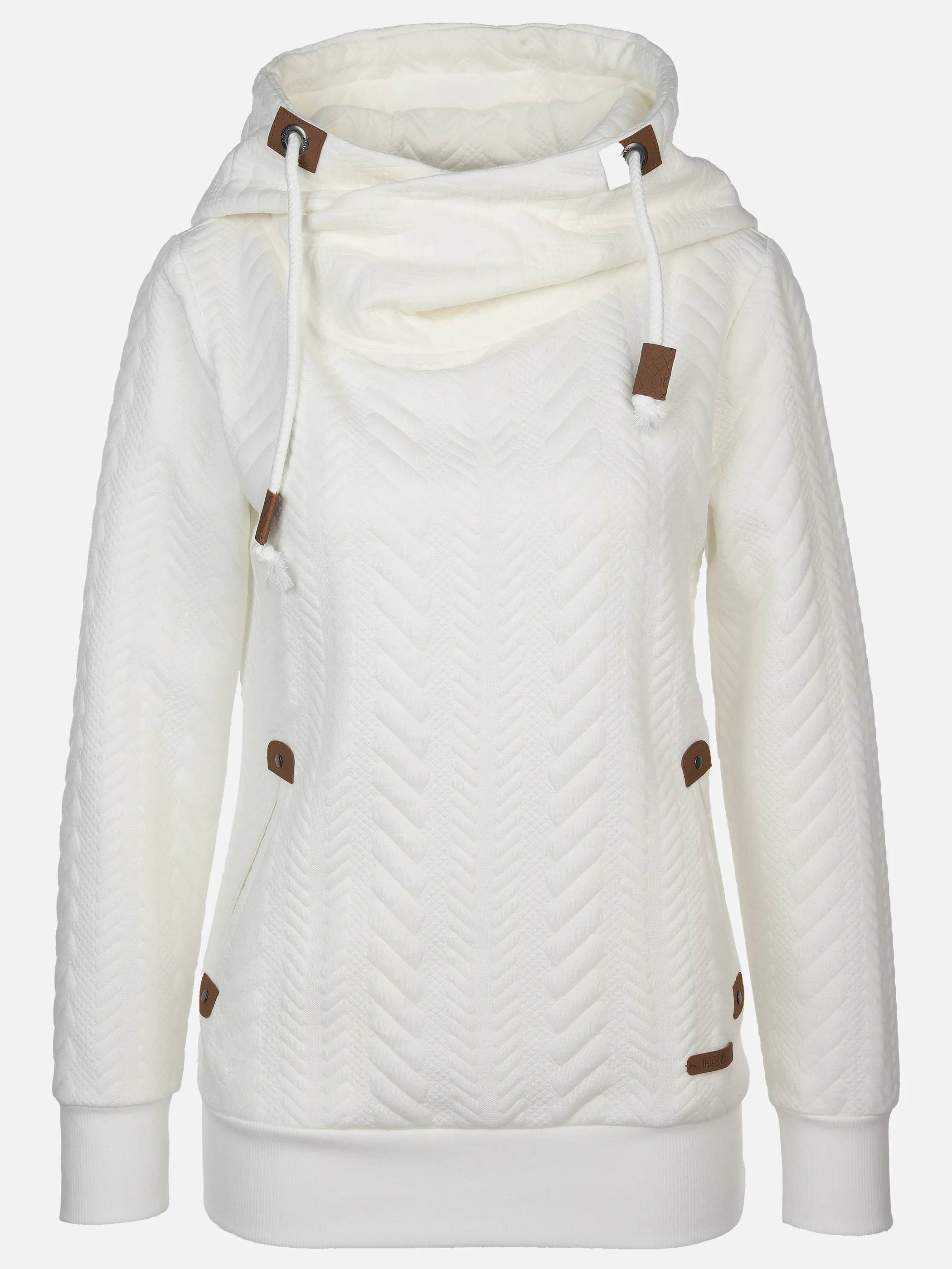 Damen Sweatshirt mit überlappendem Kragen und Kapuze