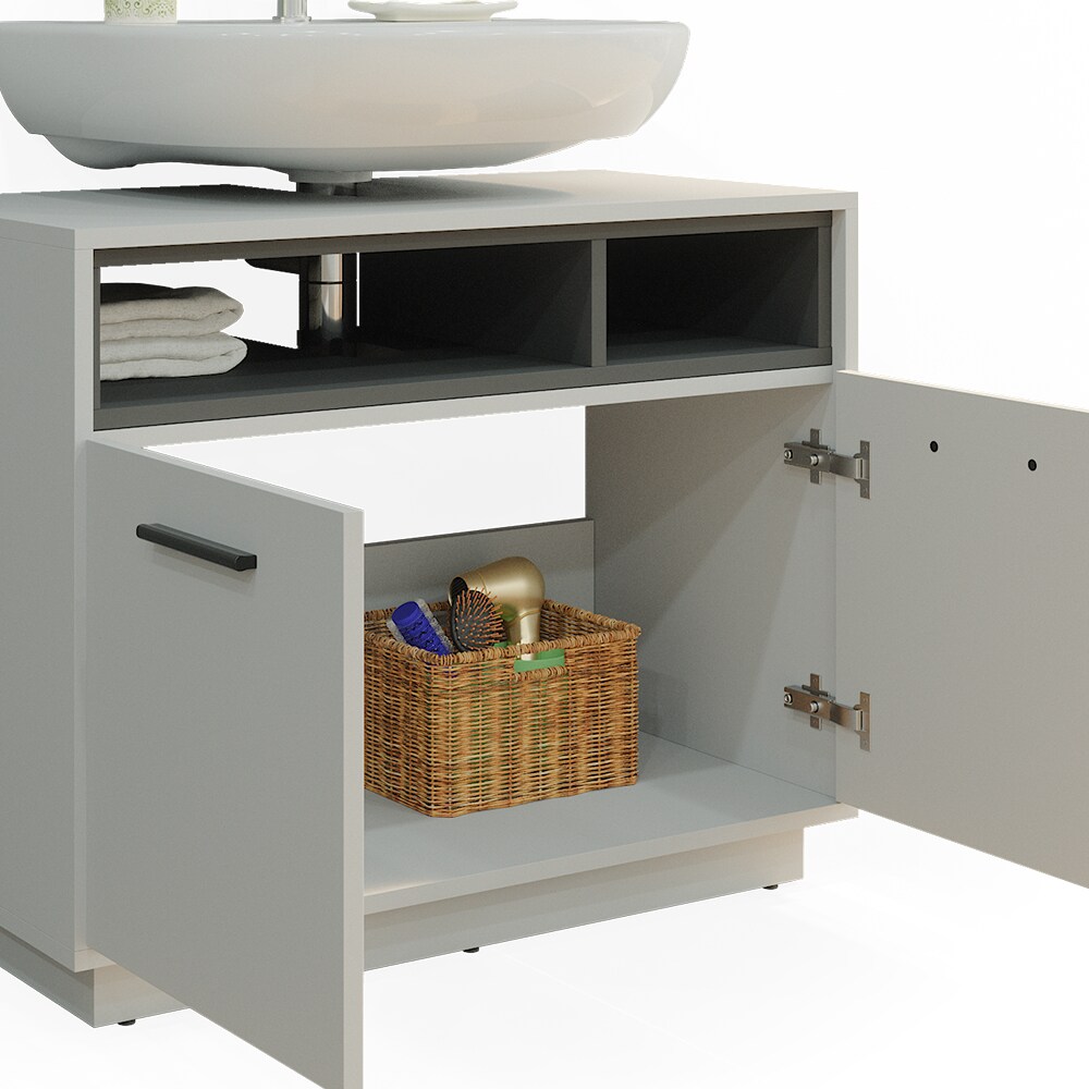 Vicco Waschtischunterschrank Waschbeckenunterschrank Beatrice Grau Anthrazit modern 80x64 cm Badkommode Badschrank Badezimmer Schrank Badmöbel Schranktür Schrankfach
