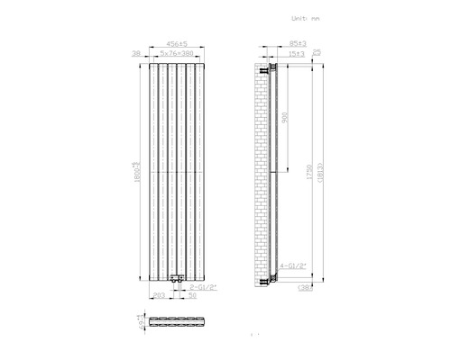 Rotheigner Classic designradiator 1800x456 mm wit