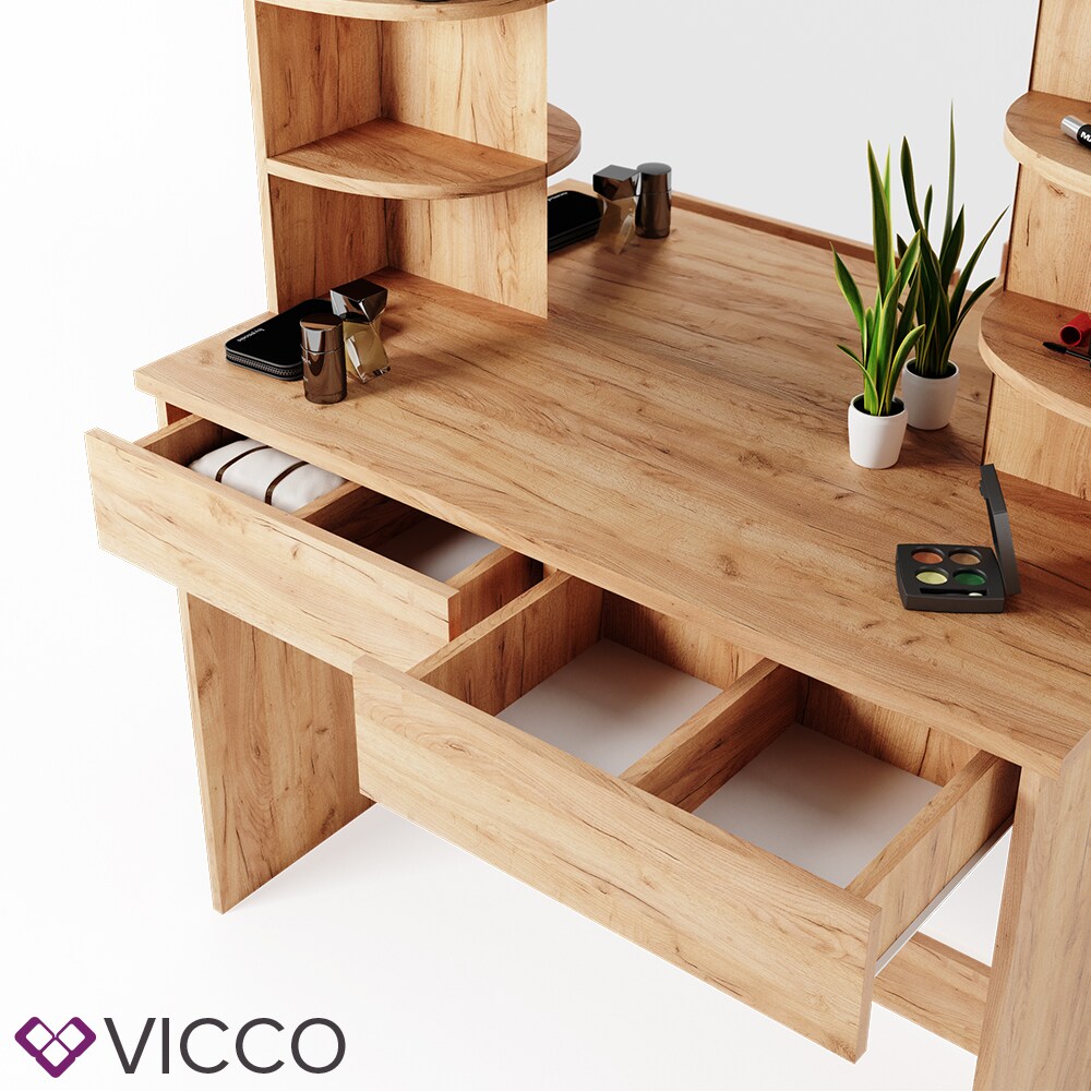 VICCO Schminktisch CHARLOTTE Frisiertisch Frisierkommode Kosmetiktisch Eiche