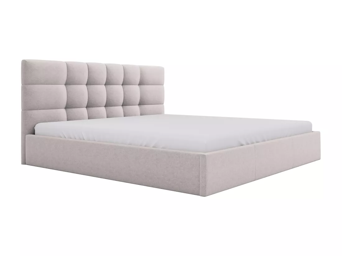 Lit coffre 200 x 200 cm - Tissu - Beige + Matelas - ELIAVA de Pascal Morabito