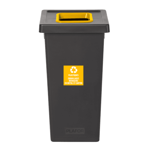 Poubelle PP recyclé Fit avec insert Ecogreen 70L noir/jaune Tampel
