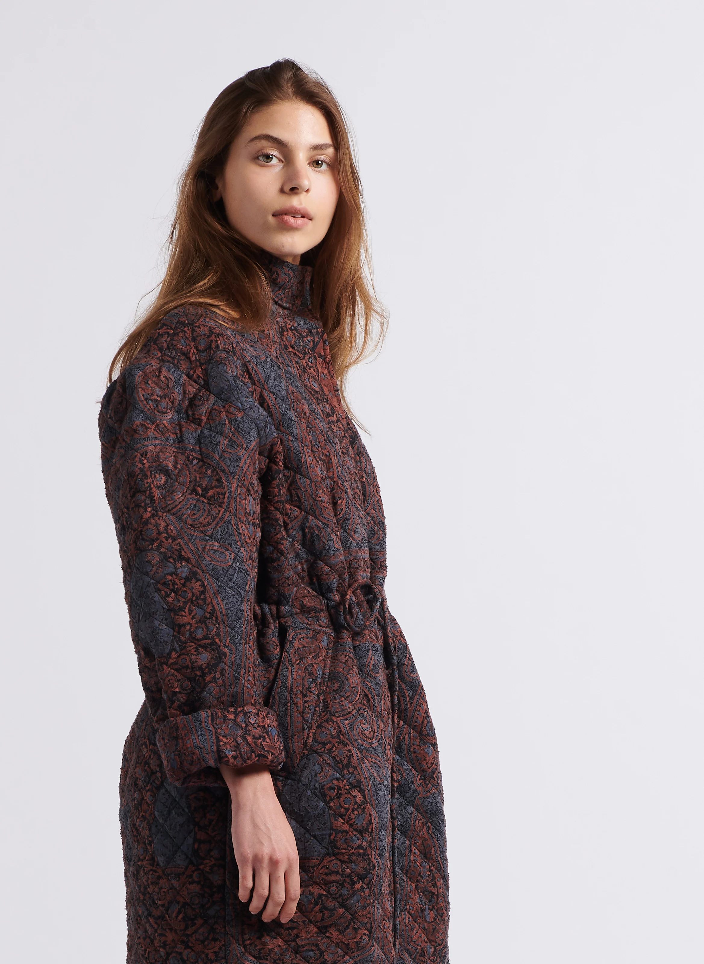 TAJARO - Manteau col montant matelassé en coton | Noir