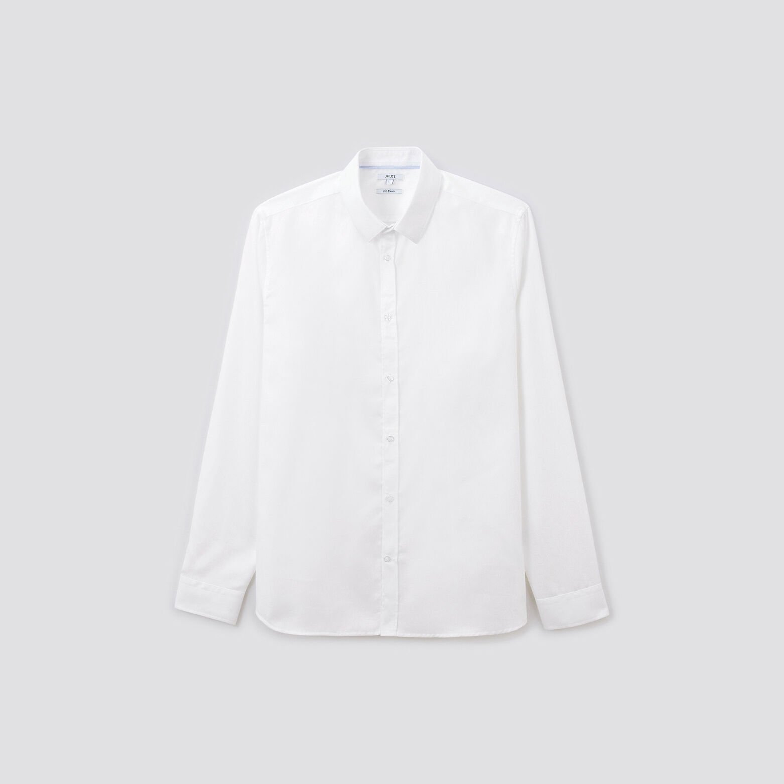 Chemise slim unie stay white/black coton Blanc