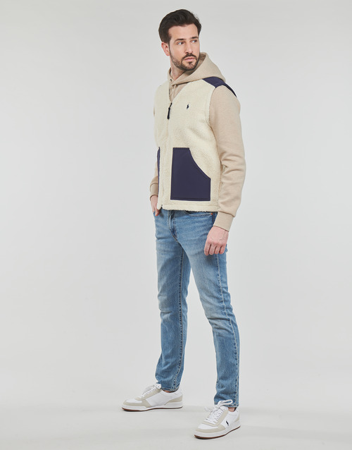 Polo Ralph Lauren - POLAIRE SHERPA ZIPPEE SANS MANCHE Marino / Crema