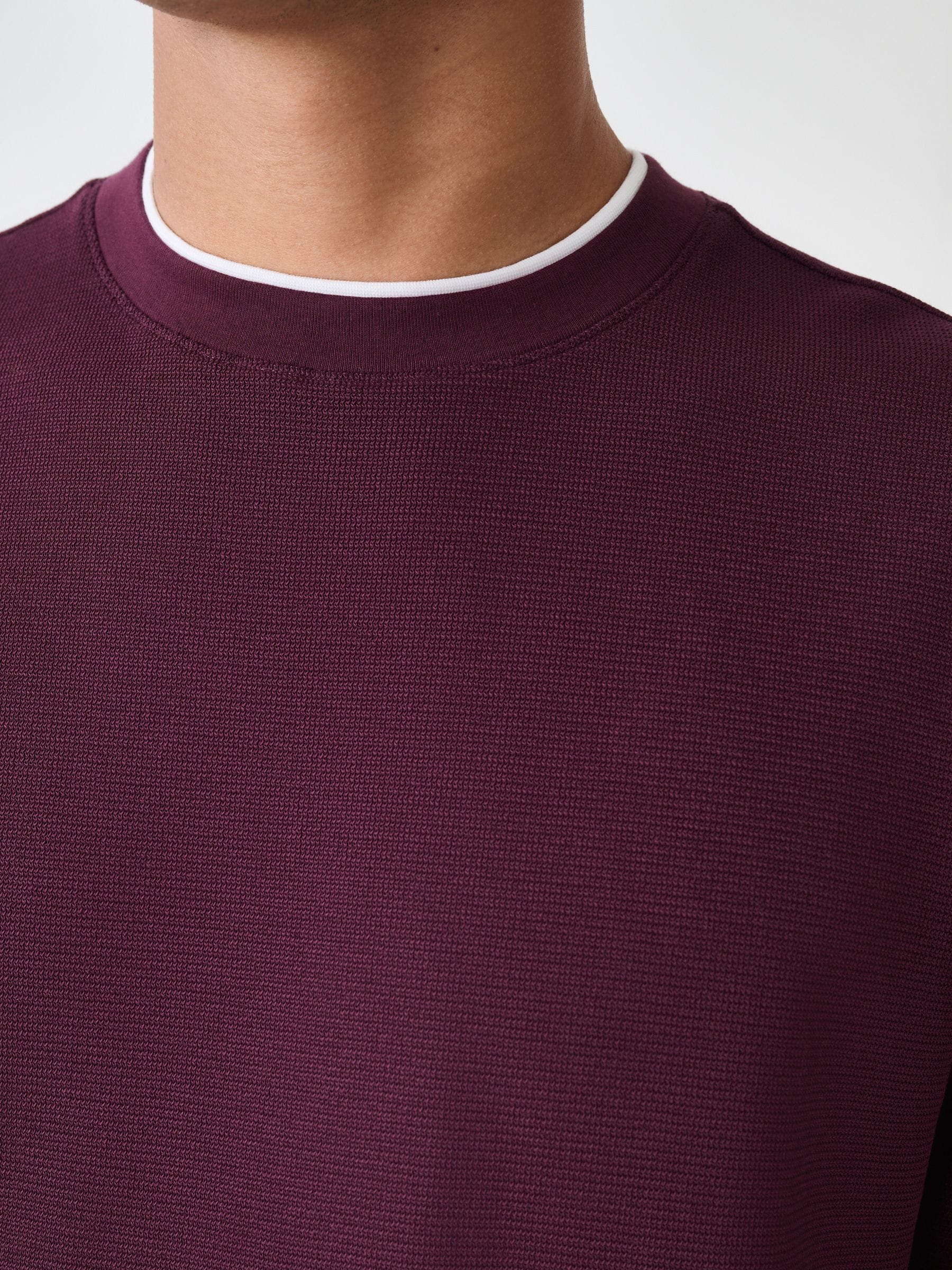 Bordeauxrood - T-shirt met lange mouwen en ronde hals