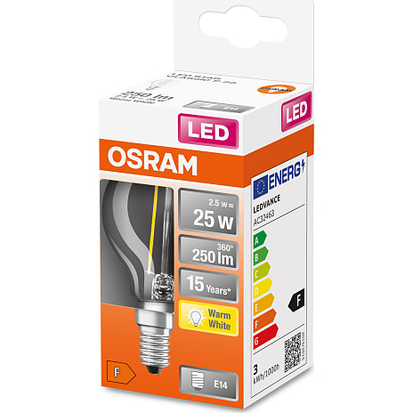 Osram LED kronepære 2,5W - varmt hvidt lys