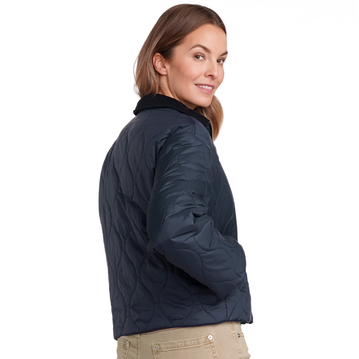 Gina Benotti Damen Steppjacke mit Cordkragen dunkelblau