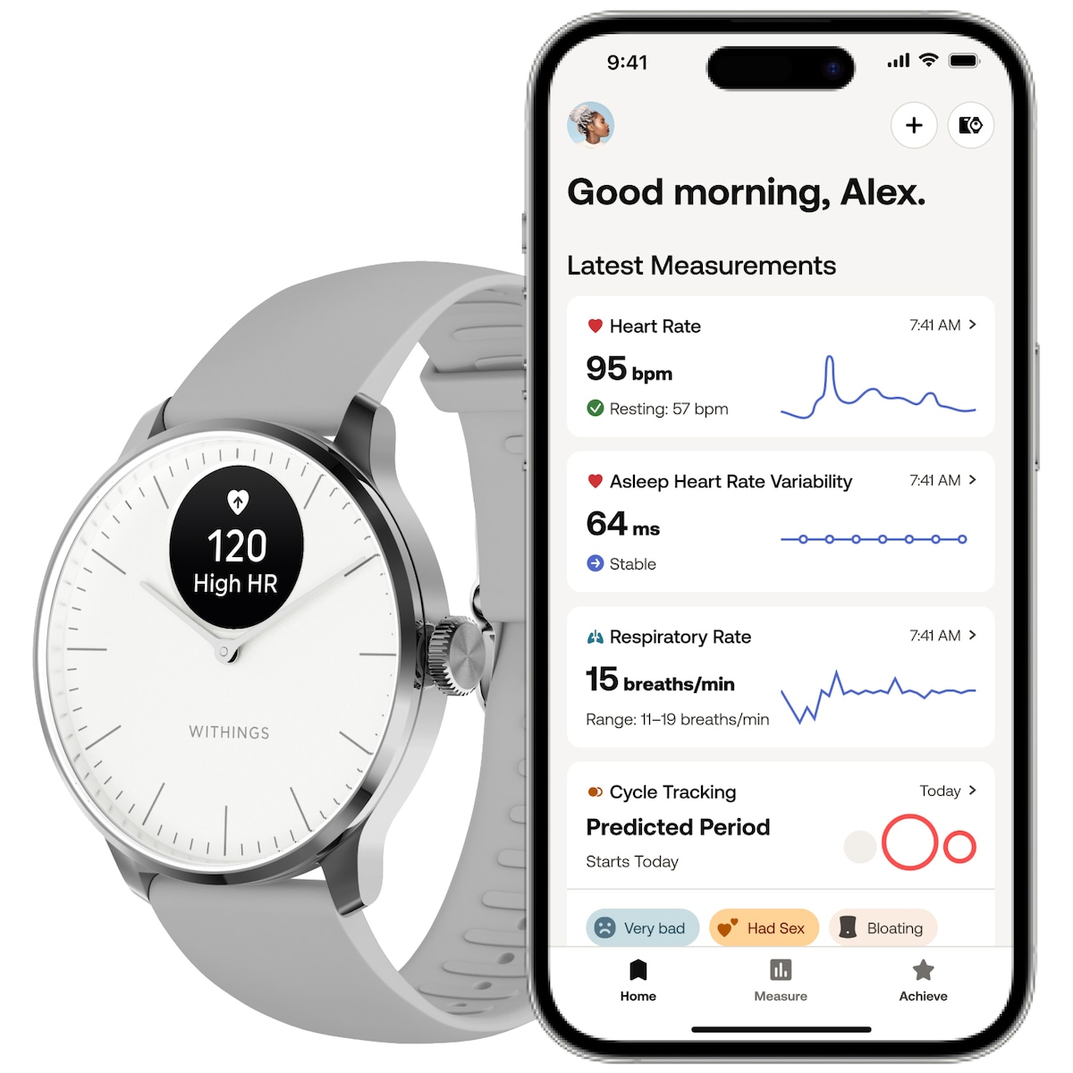 Withings ScanWatch Light hybrid smartklokke 37mm (hvit)