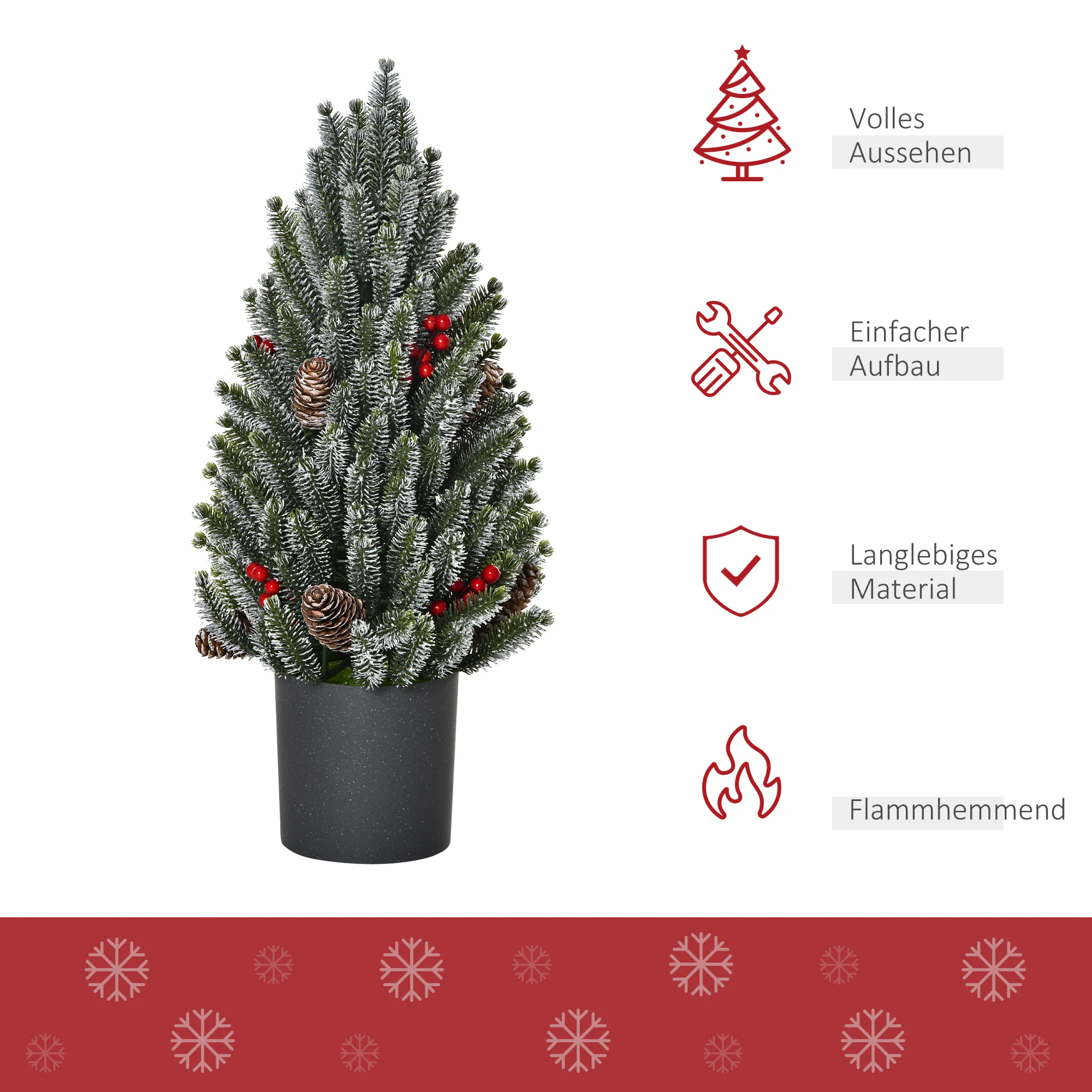 HOMCOM Künstlicher Weihnachtsbaum für den Tisch mit künstlicher Schneeoptik grün Ø27 x 47H cm