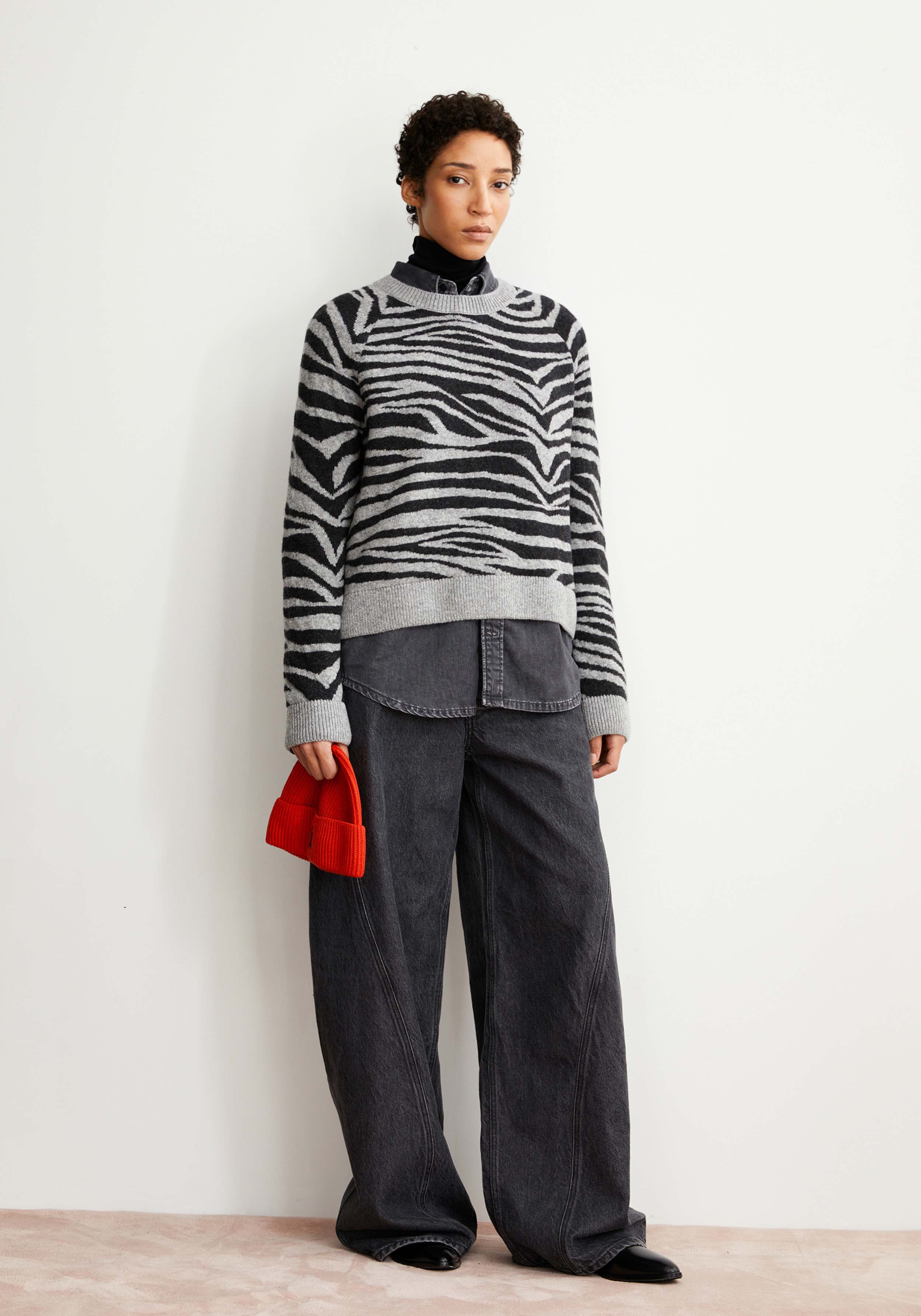 Armedangels Strickpullover Liliriaa Zebraraa Silver Melange-Steel Melange