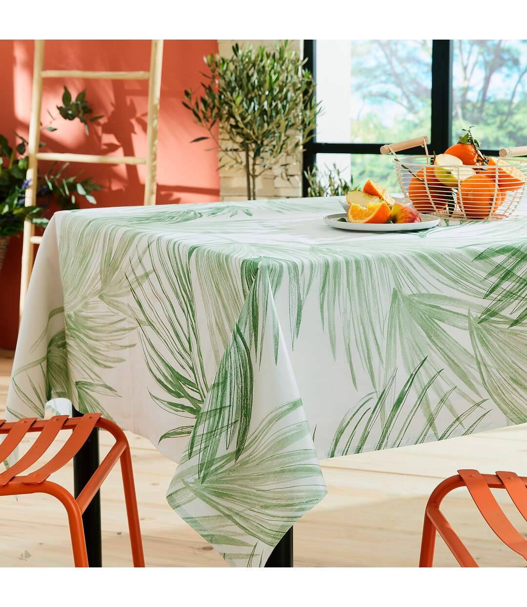 Nappe ronde 170 cm OASIS vert coton +