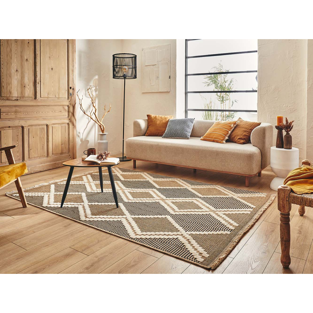 Tapis intérieur extérieur aspect jute noire tulum 9048 230 x 160 cm