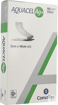 Aquacel Ag+ 2x45cm Pansements Primaires Antimicrobiens 5 Pièces (413571)