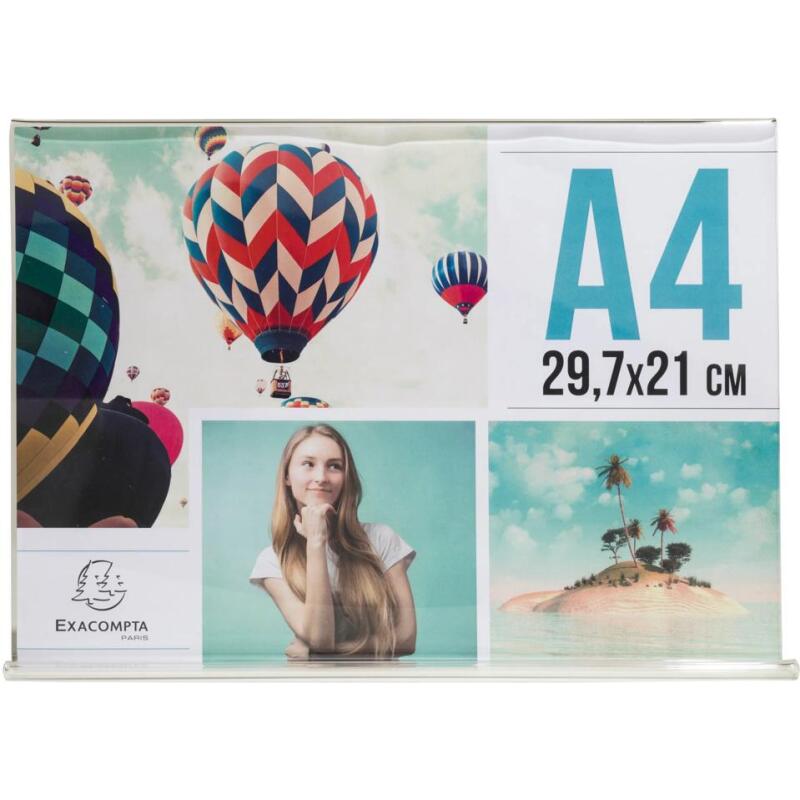 Porte-visuel incliné horizontal A4 - Cristal