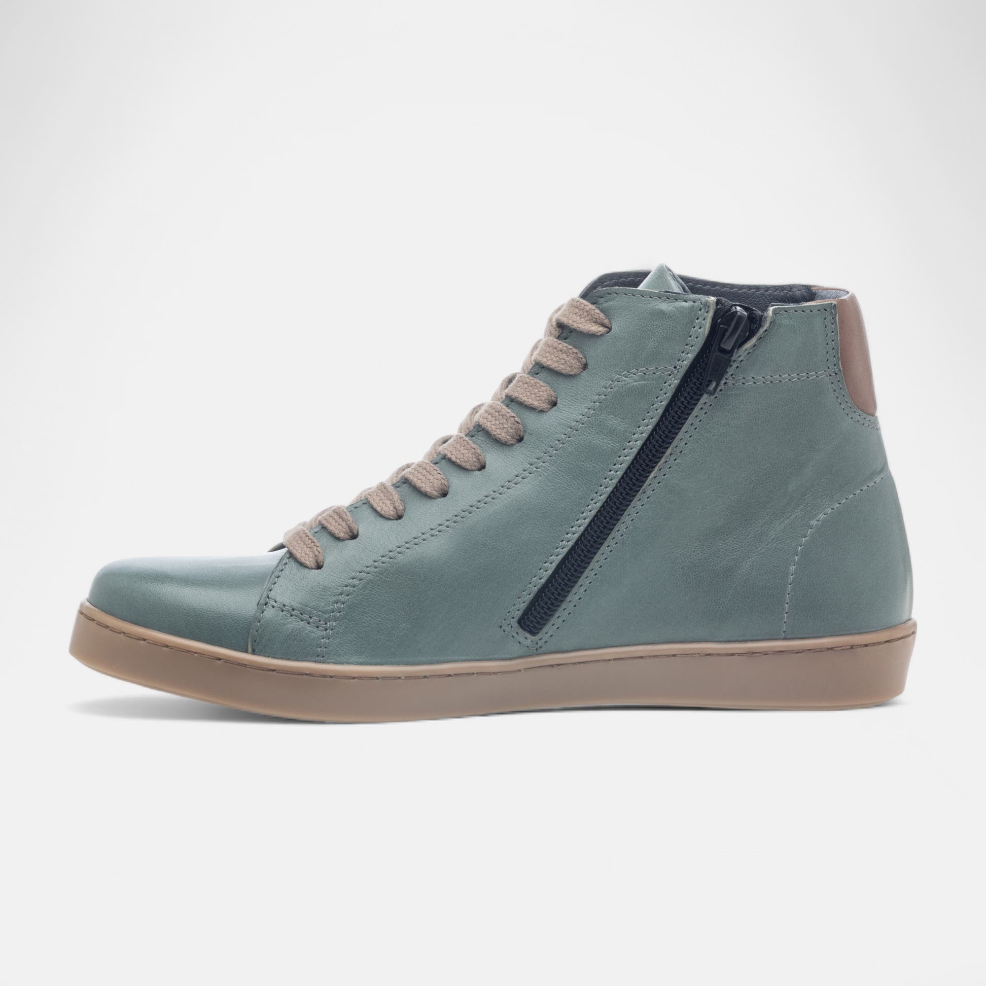 Bottines à lacets Femme en cuir vert