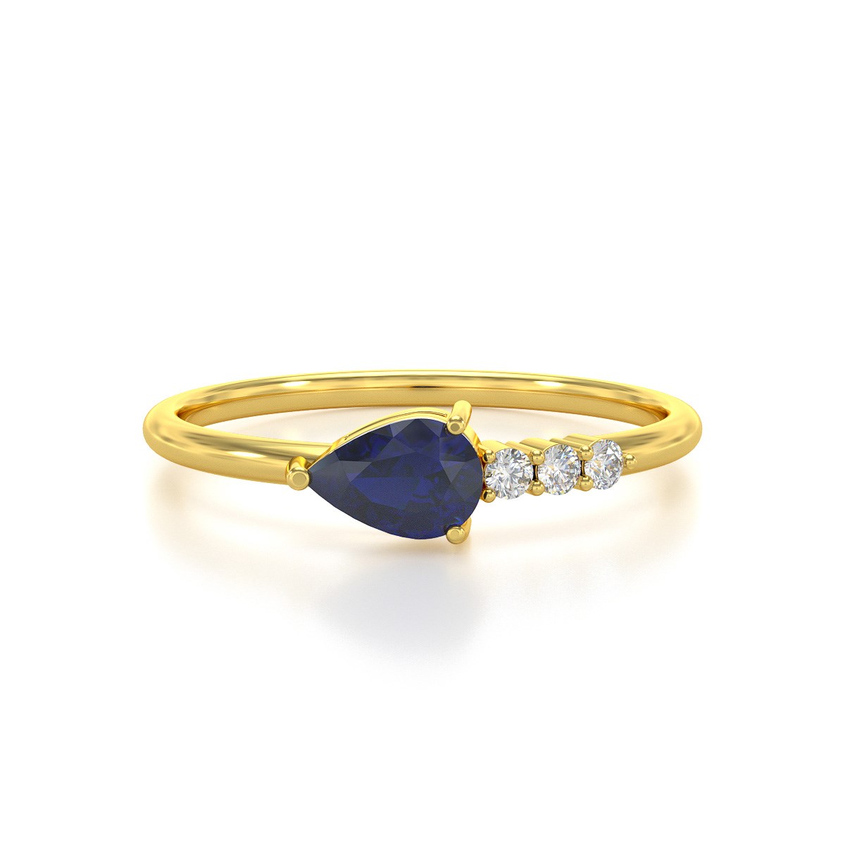 Bague ADEN Or 585 Jaune Saphir et diamants 1.176grs