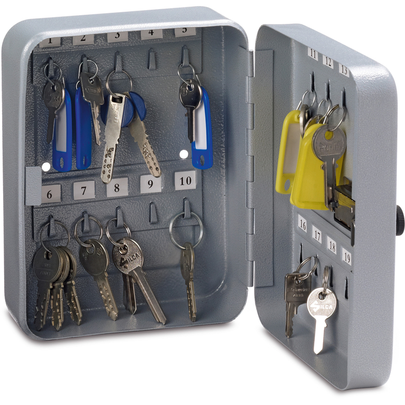 Rieffel Schlüsselkasten VT-SK 20 Z, 20 Haken, 16 x 8 x 20 cm, grau