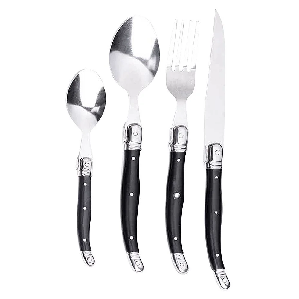 Ménagère inox manche gris 24 pièces