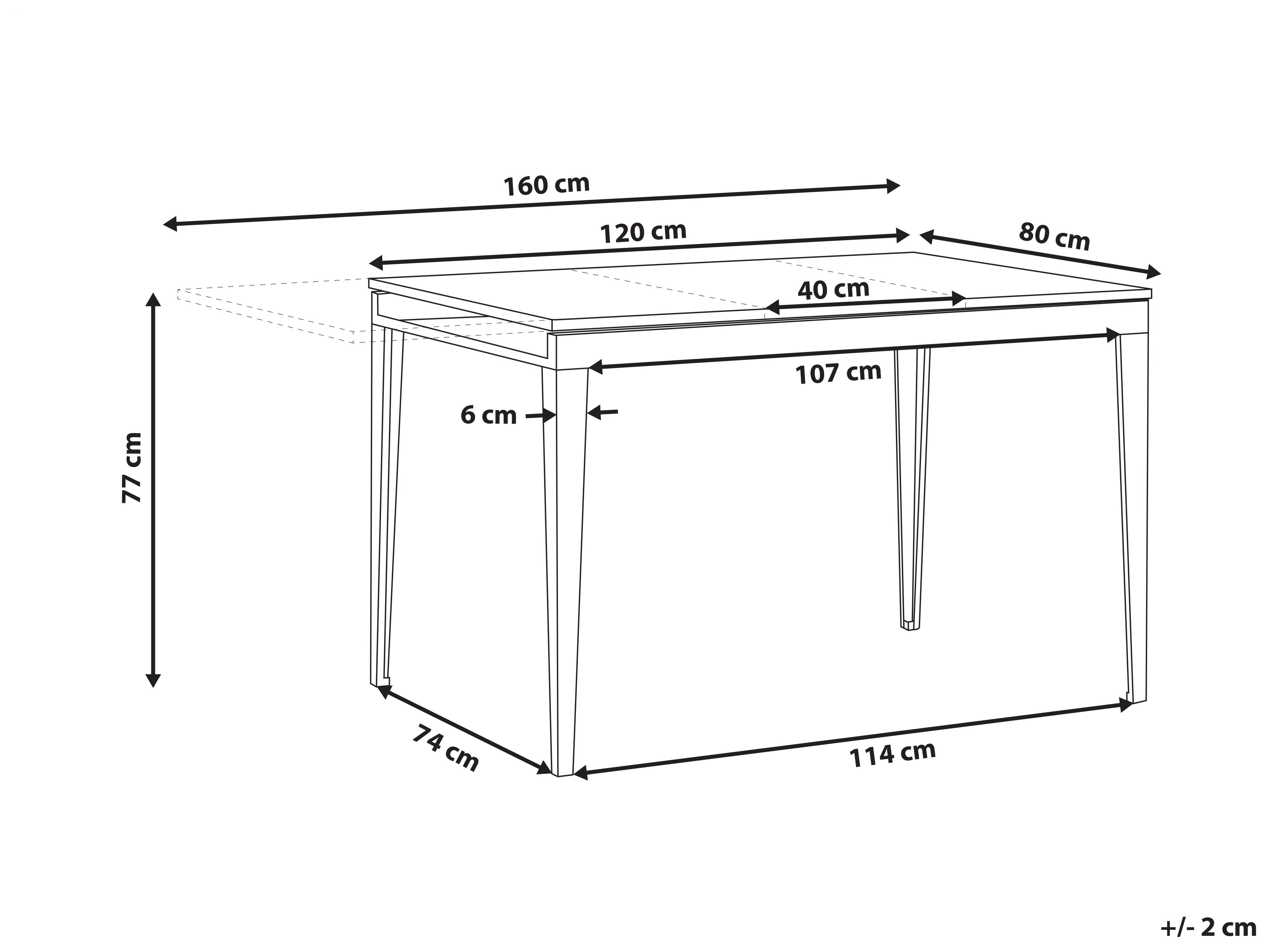 Eettafel uitschuifbaar NORLEY Zwart 80 cm 120/160 cm