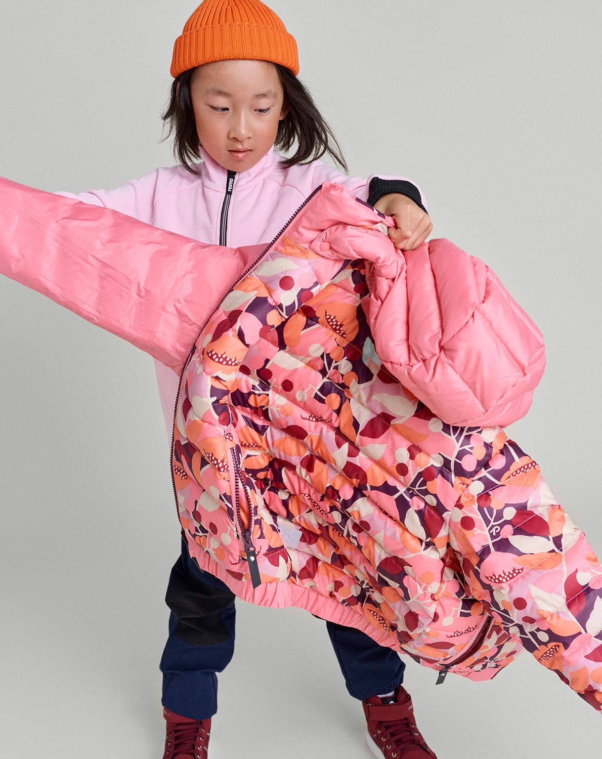Daunenjacke FINNOO zum Wenden in sunset pink