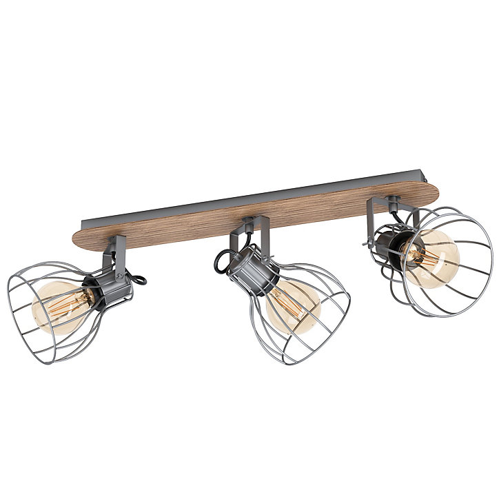 Réglette spot 3 lumières E27 40W Eglo Sambatello marron L.57,5 x L.9 cm