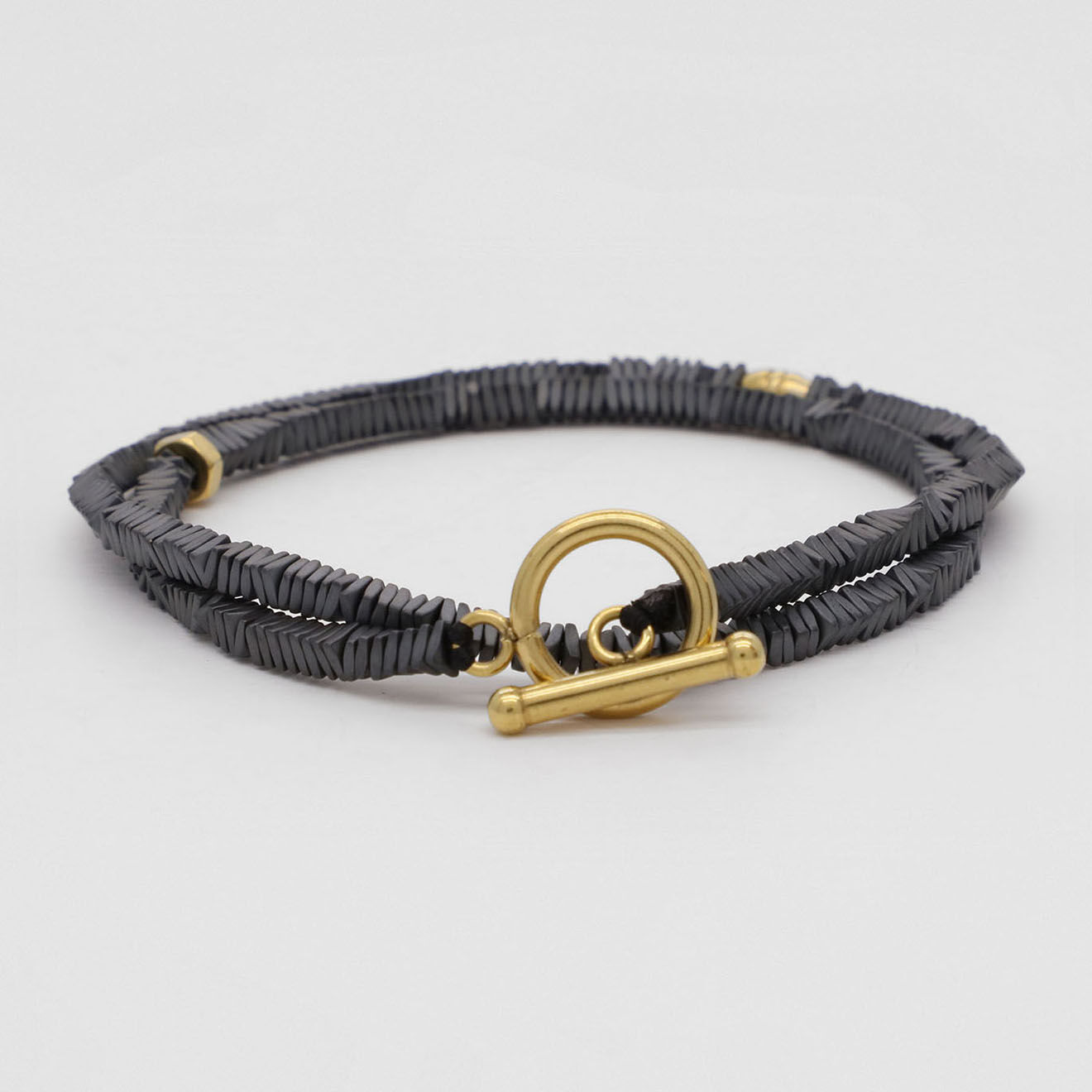 Jacobson Bracelet Adrien en Acier doré & Hématite