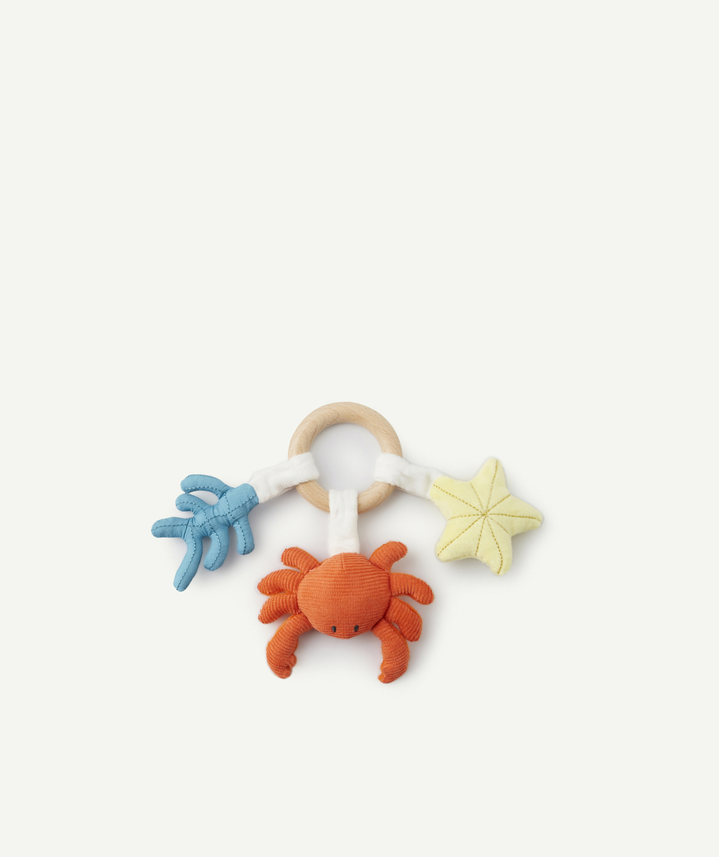 LE DOUDOU CRABE EN RELIEF AVEC SON HOCHET
