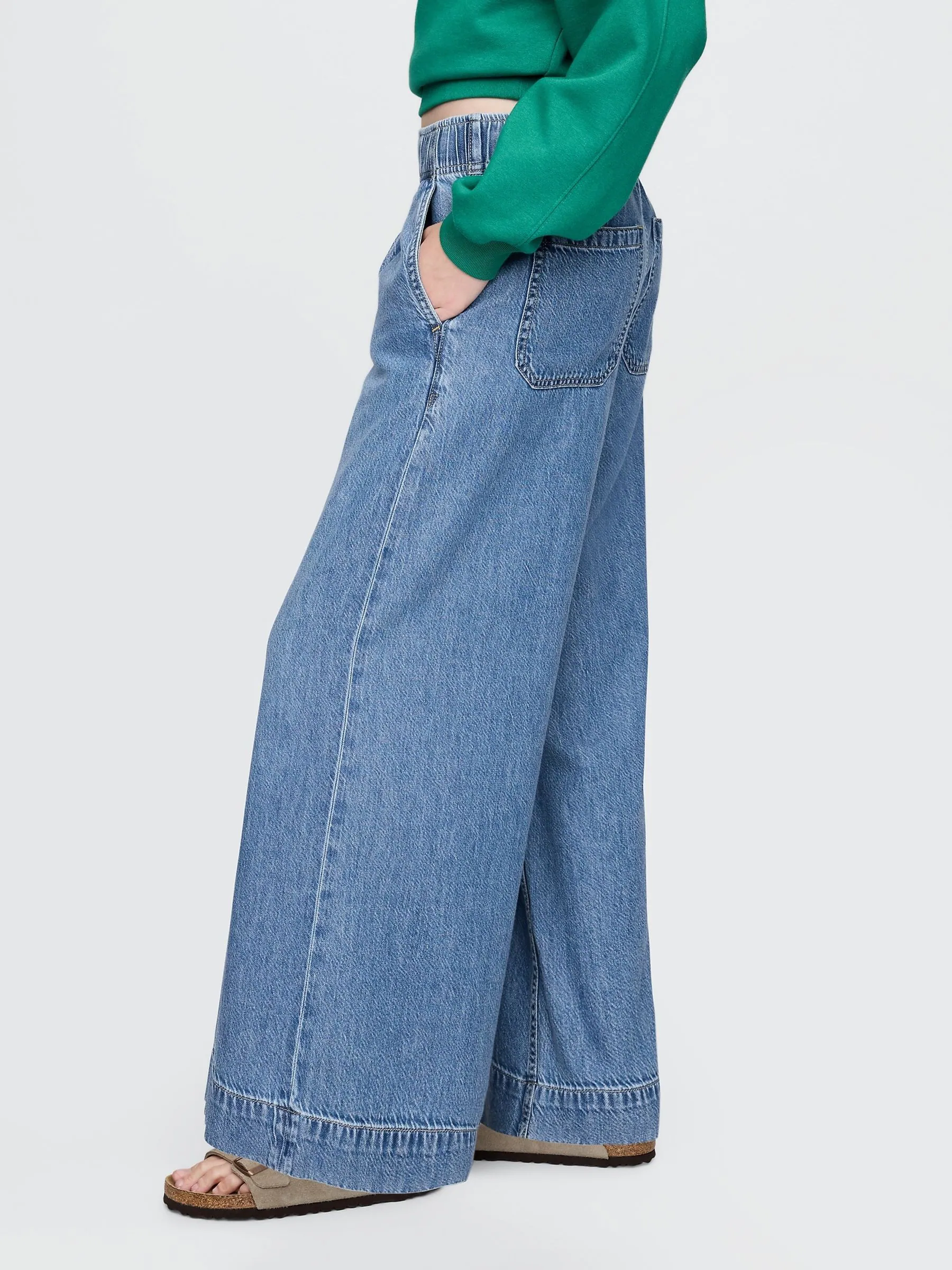 Blauw - Gap UltraSoft Easy Baggy jeans met halfhoge taille