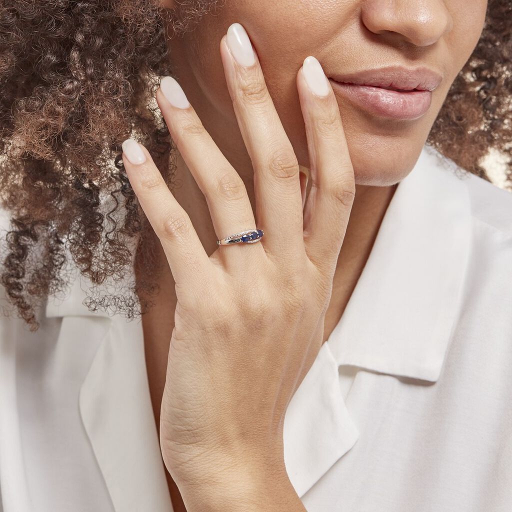 Bague Comete Or Blanc Saphir Et Diamant