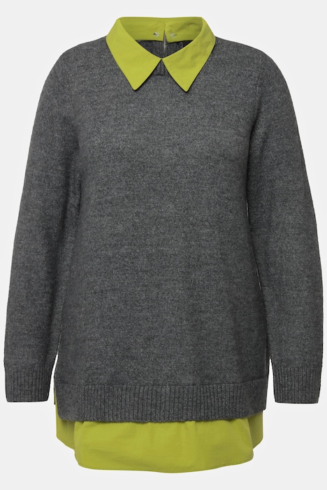 Pullover, A-Linie, Hemdkragen, Langarm
