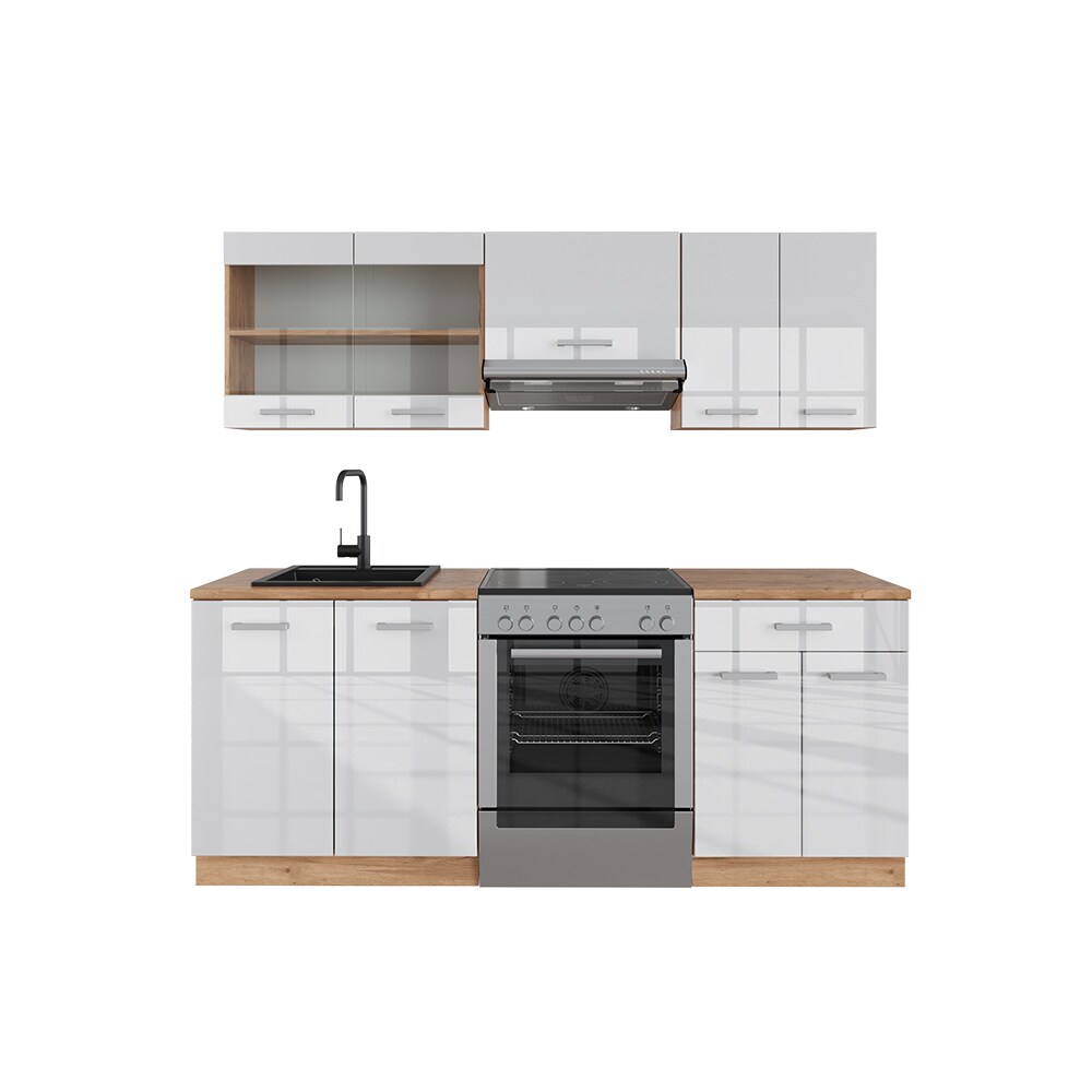 Vicco Küchenzeile Küchenblock Einbauküche R-Line 200 cm Front Weiß