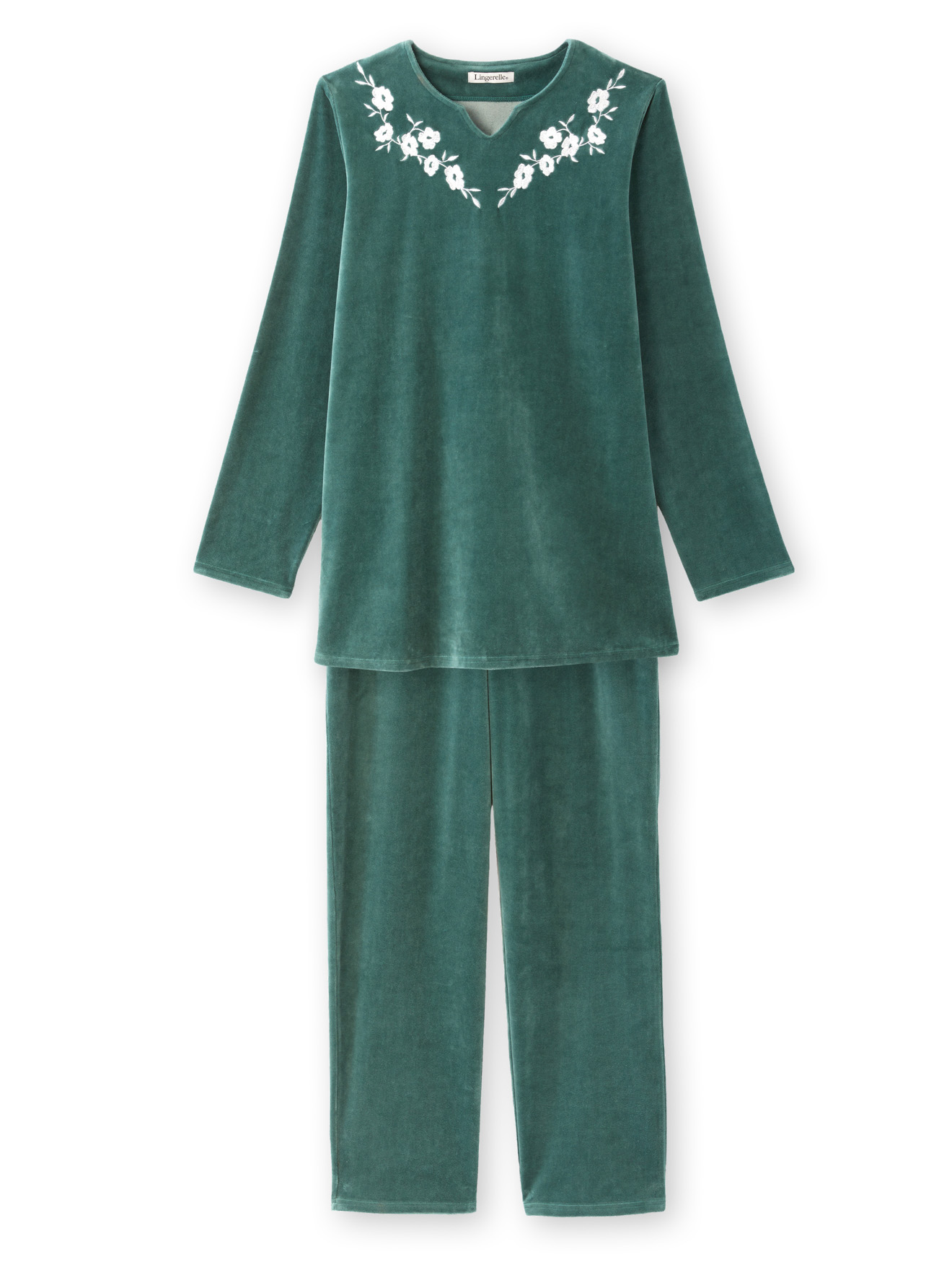 Pyjama manches longues en maille velours