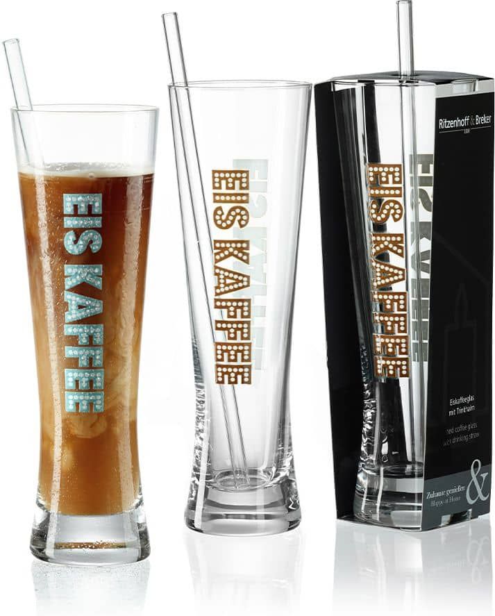 Eiskaffeeglas + Trinkhalm Lio