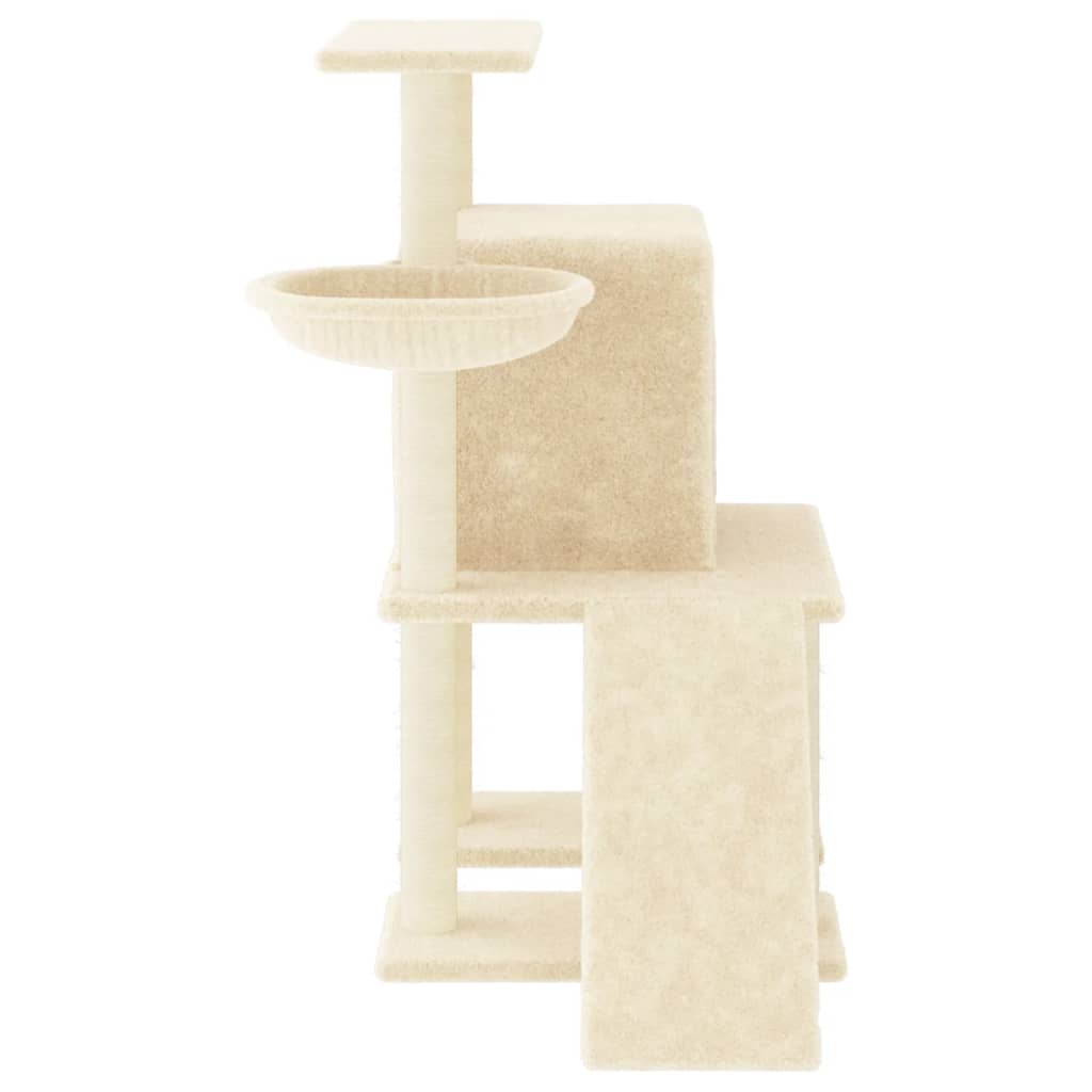 Arbre à chat avec griffoirs en sisal crème 96,5 cm