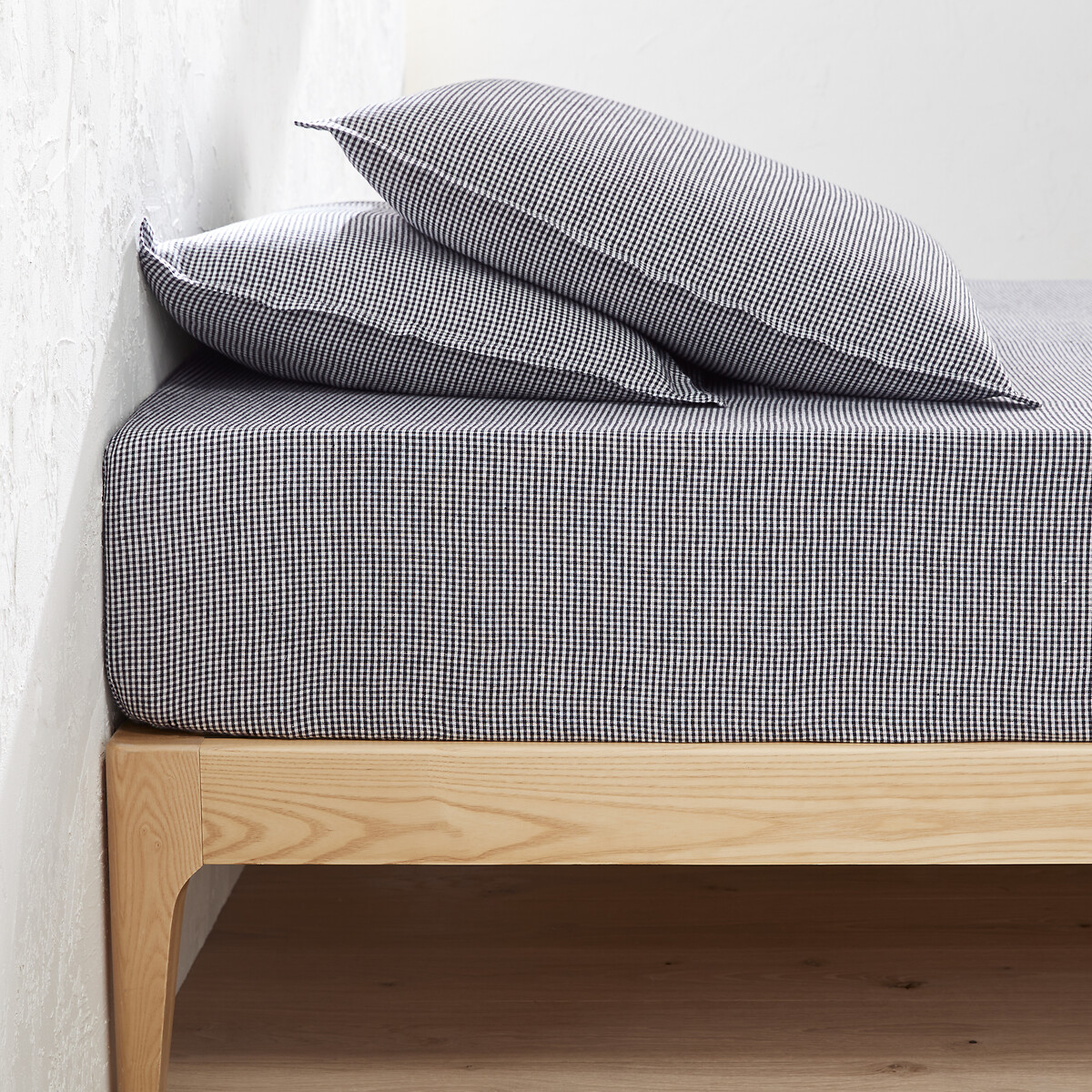 LA REDOUTE INTERIEURS<br>Lençol de baixo com elástico em linho lavado, 30 cm, Linot Carreaux