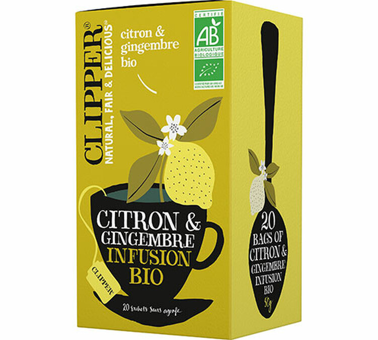 Infusion Citron Gingembre Bio - 20 sachets - CLIPPER