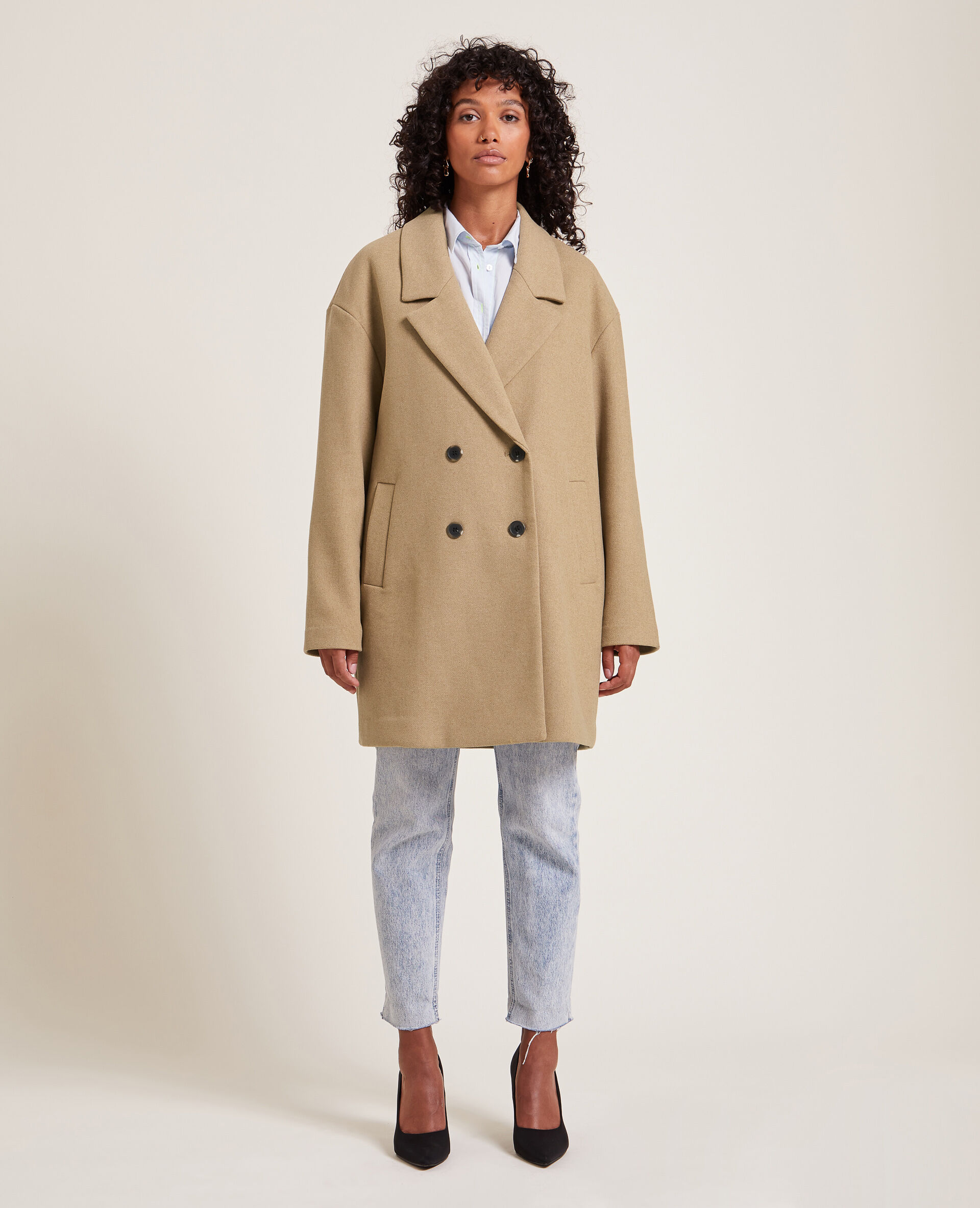 Caban oversize en drap de laine - Camel