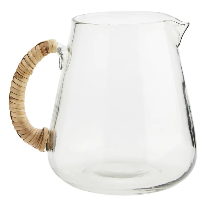 Madam Stoltz Carafe en verre avec anse en bambou | Transparent