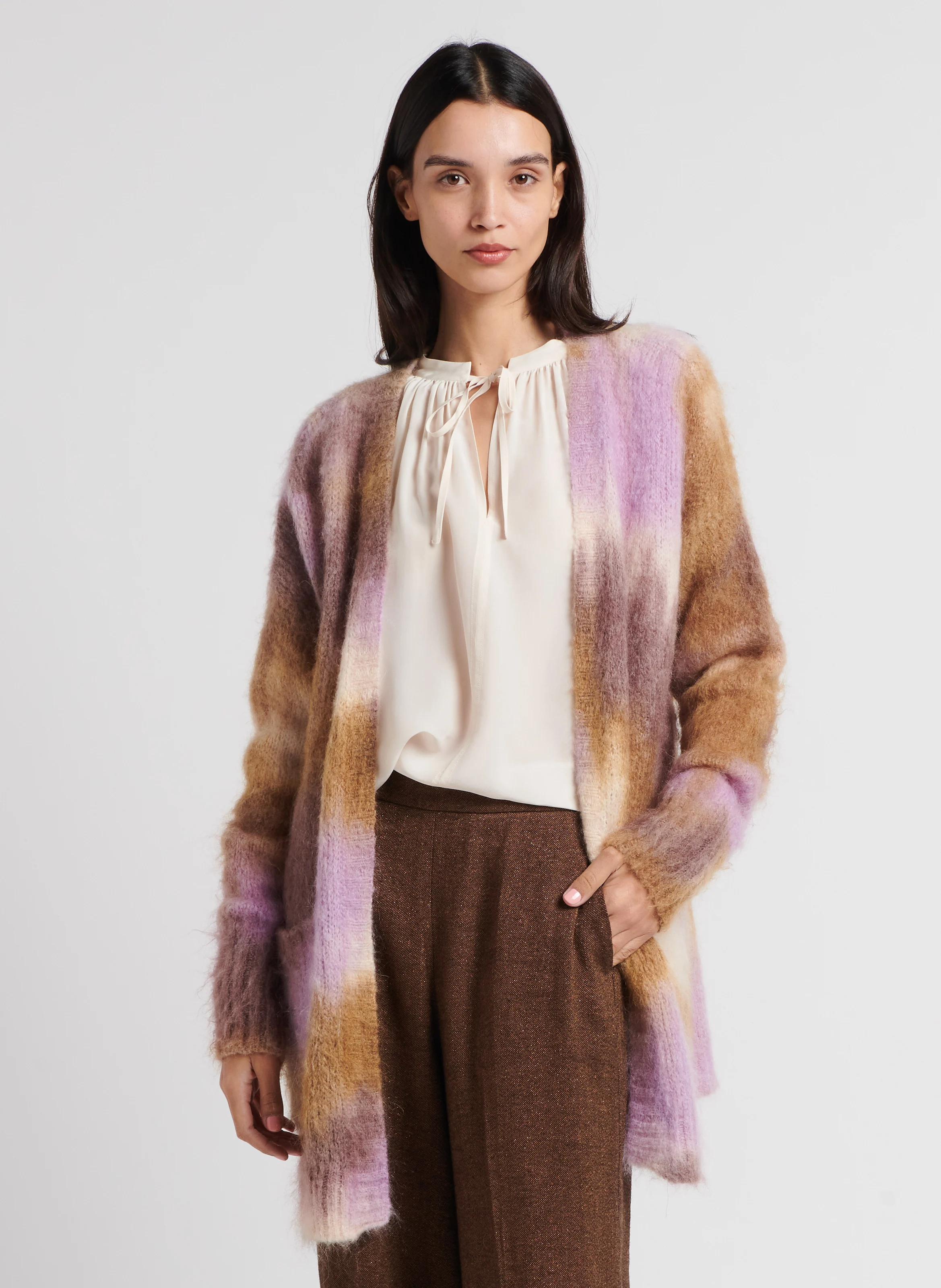 CARISSA - Gilet long ample | Violet