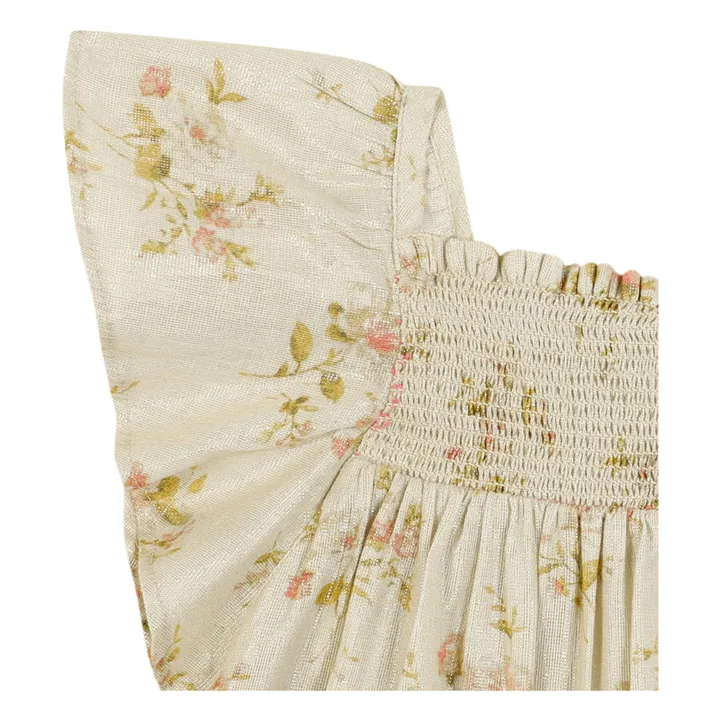 Bonton Robe Reveuse Fleurie Métallisée | Ecru