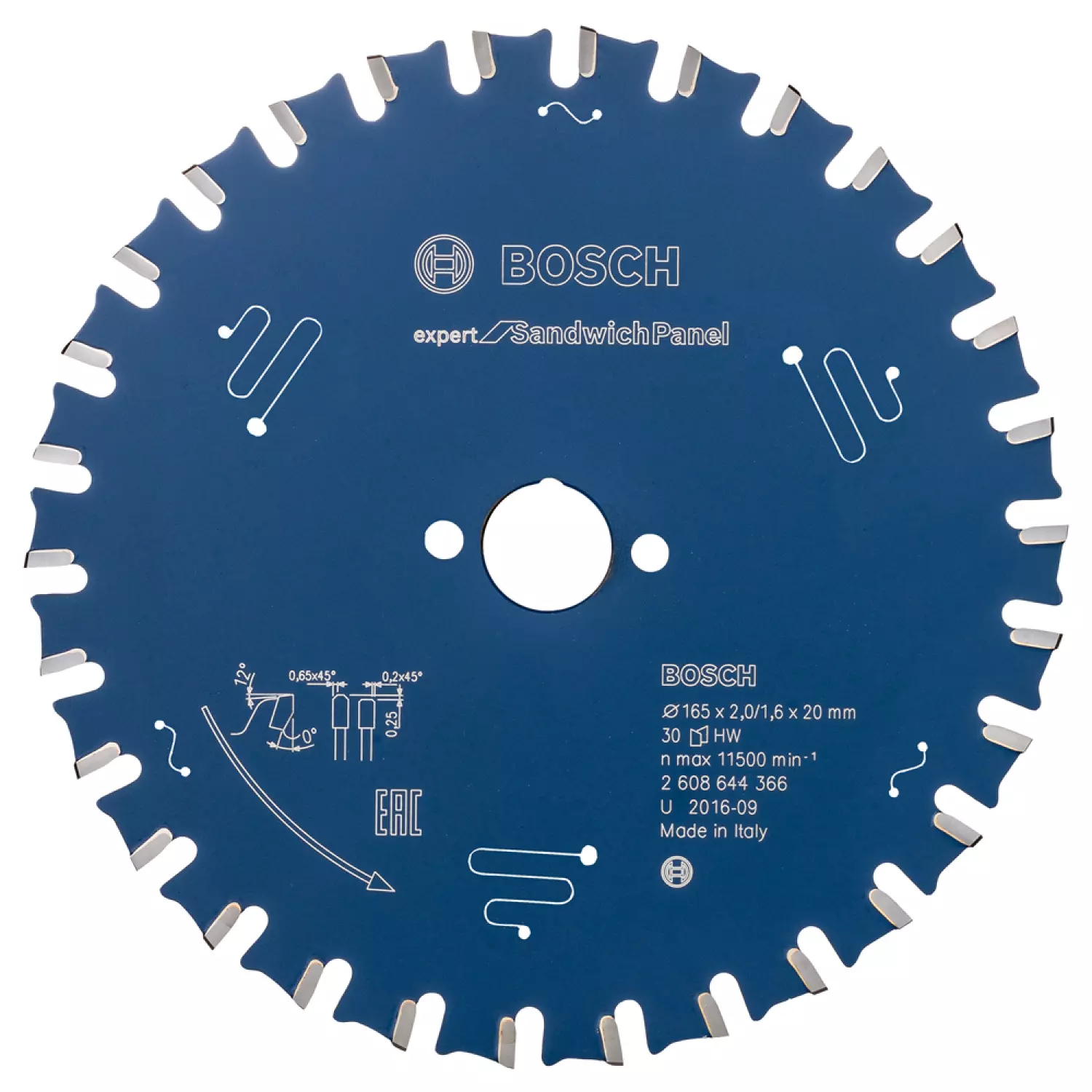 Bosch 2608644366 Expert Cirkelzaagblad - 165 x 20 x 30T - Sandwich panelen - Carbide