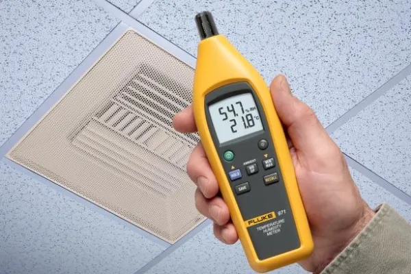 Fluke 971, Temperatur fugtighedsmåler, -20 - 60 °C, 0,5 °C, 5 - 95%, 2,5%, Sort, Gul