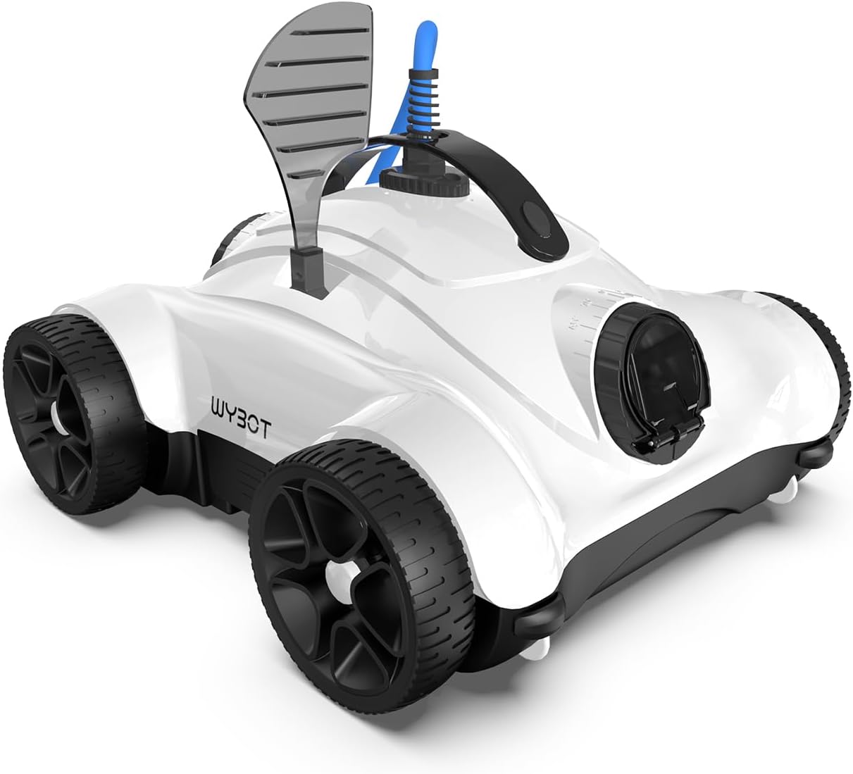 WYBOT Poolroboter – Poolsauger 10-m-Kabel, Selbstreinigend, leistungsstarke Saugleistung, Doppelmotoren, Timer (1, 2 oder 3 Stunden),180μm Präzisionsfilter,Ideal für Pools mit Flachem Boden (weiß)