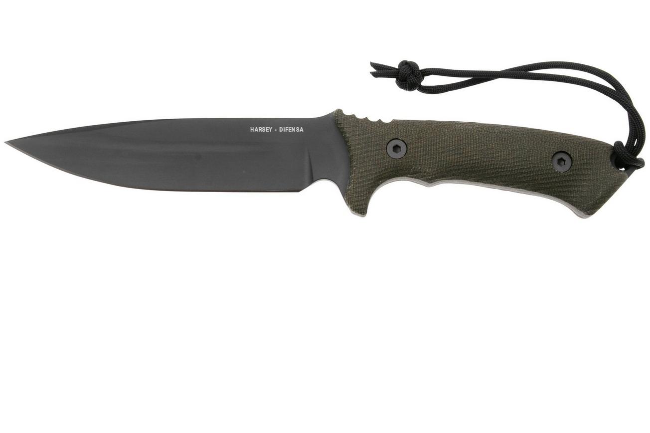 Spartan Blades Harsey Difensa SB19BKGRKYBK Black, Green Micarta, survivalmes, kydex schede