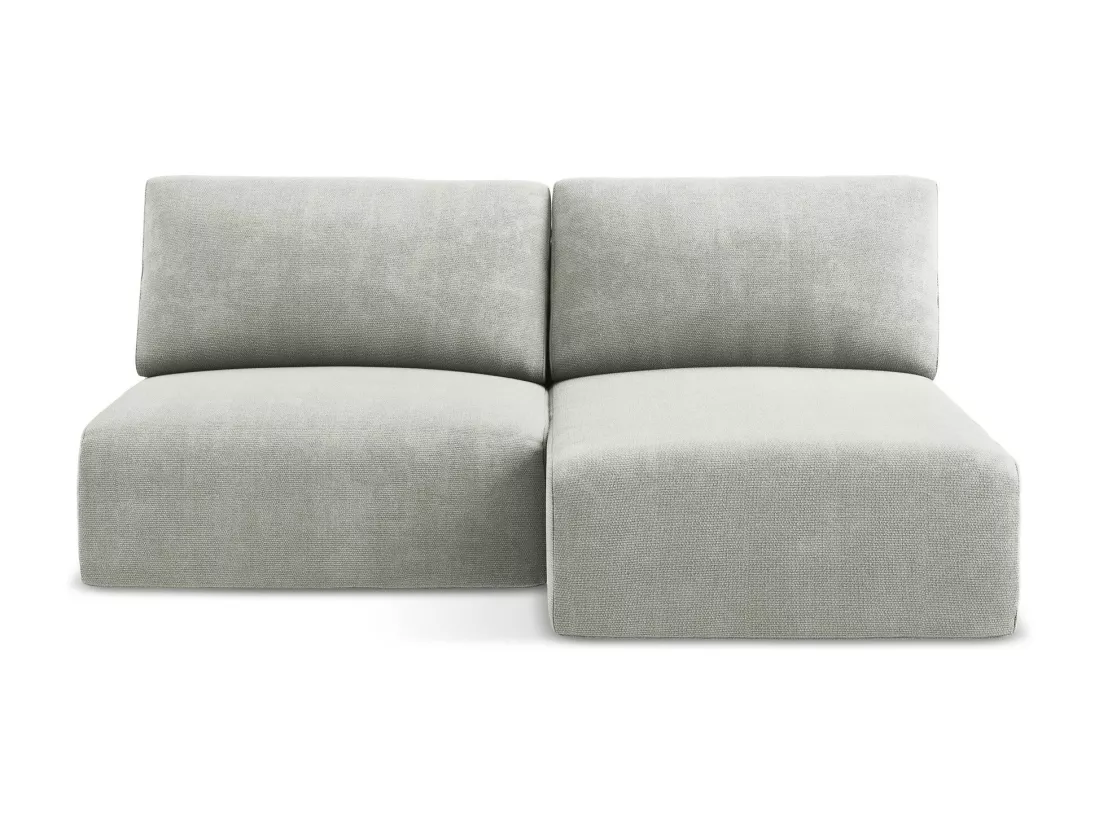Canapé d’angle 3 places droit sans accoudoir convertible en Chenille - gris clair - KONA