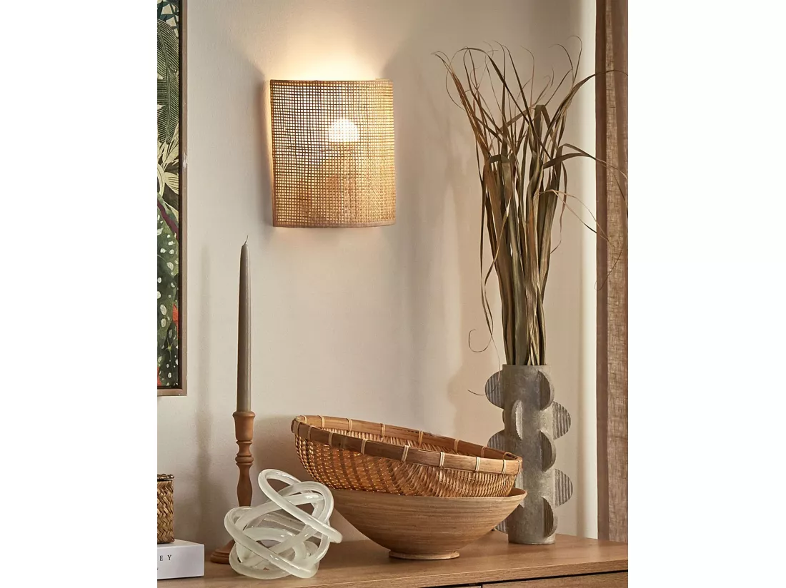 Lampe murale CARIO Rotin Naturel