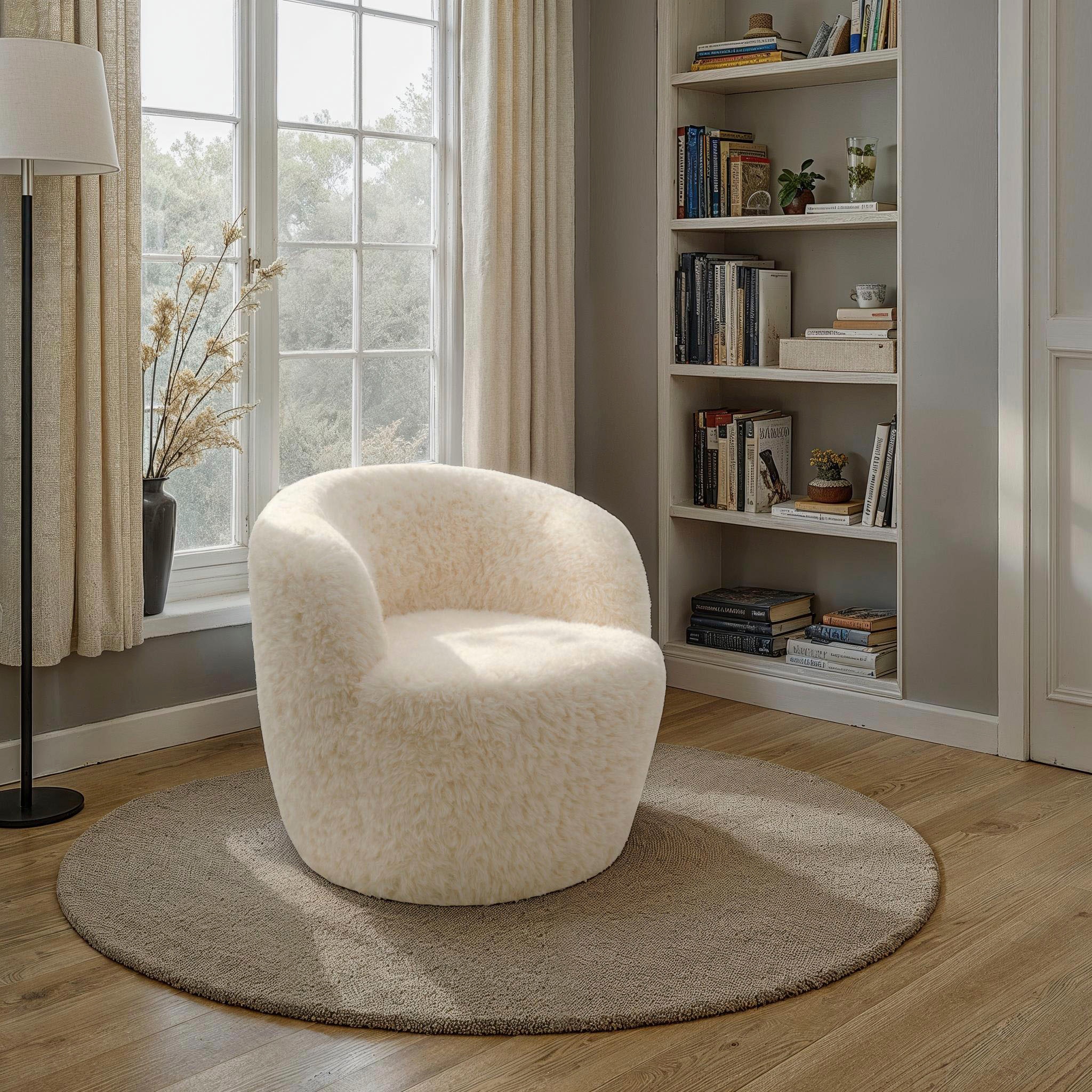 DOMO collection Sessel »Obidos moderner Loungesessel« Flausch, creme