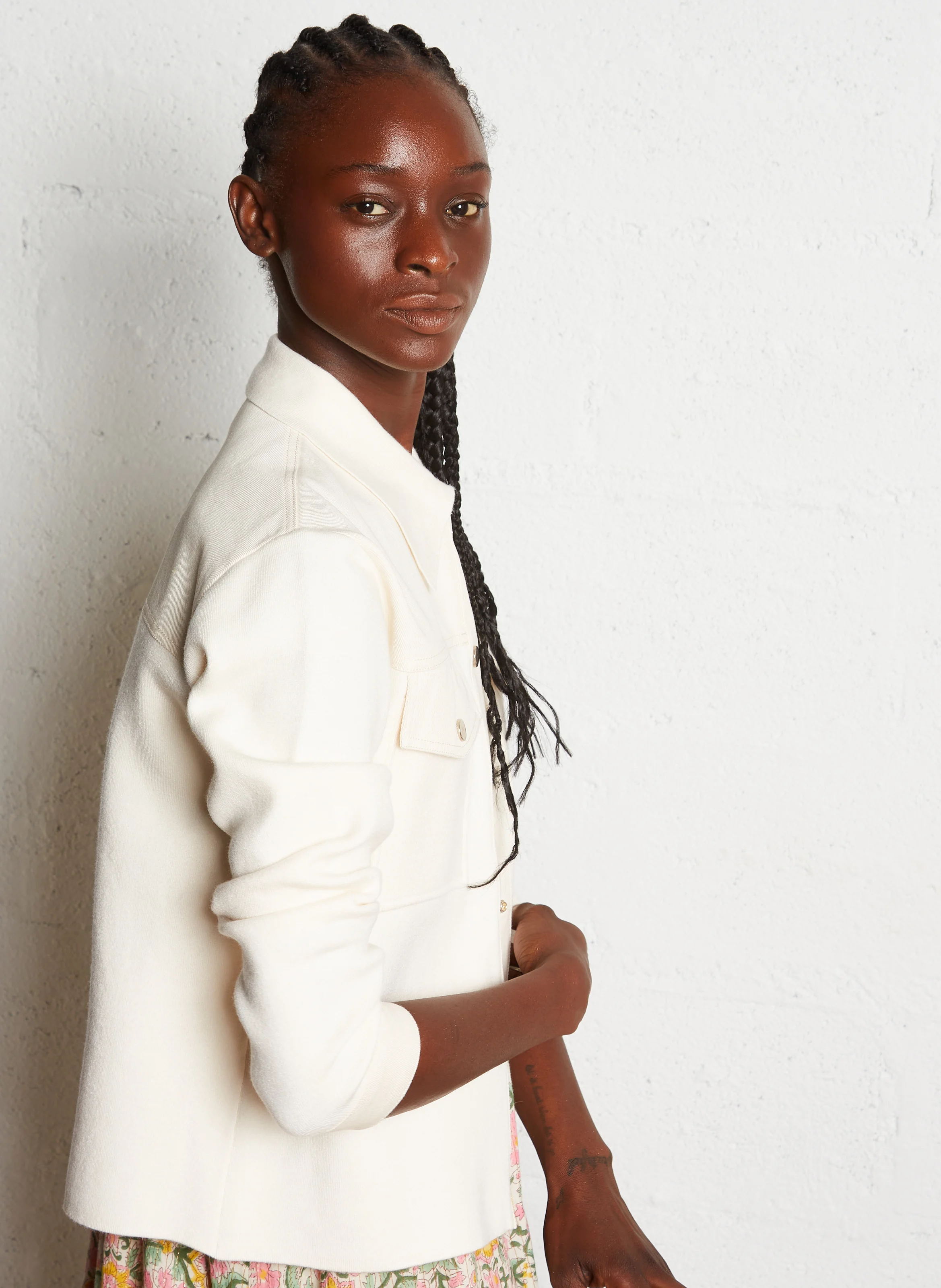 CURT - Veste droite à col classique | Blanc