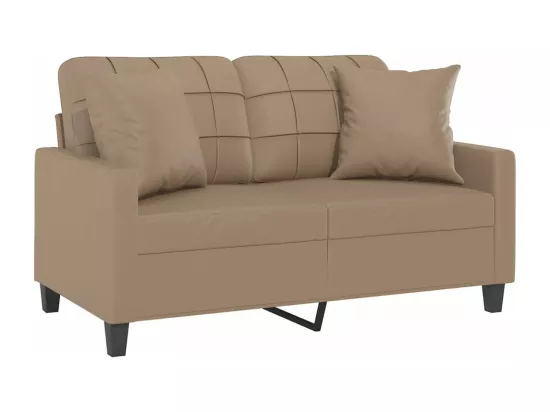 Canapé 2 places avec oreillers cappuccino 120 cm similicuir